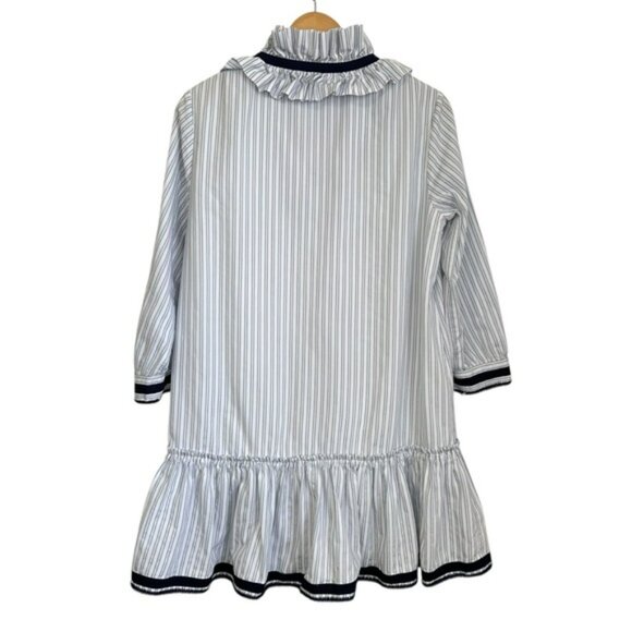 Tuckernuck Women Grosgrain Trim Oxford Stripe Bouvier Mini Dress Sz Small Preppy - Picture 3 of 11